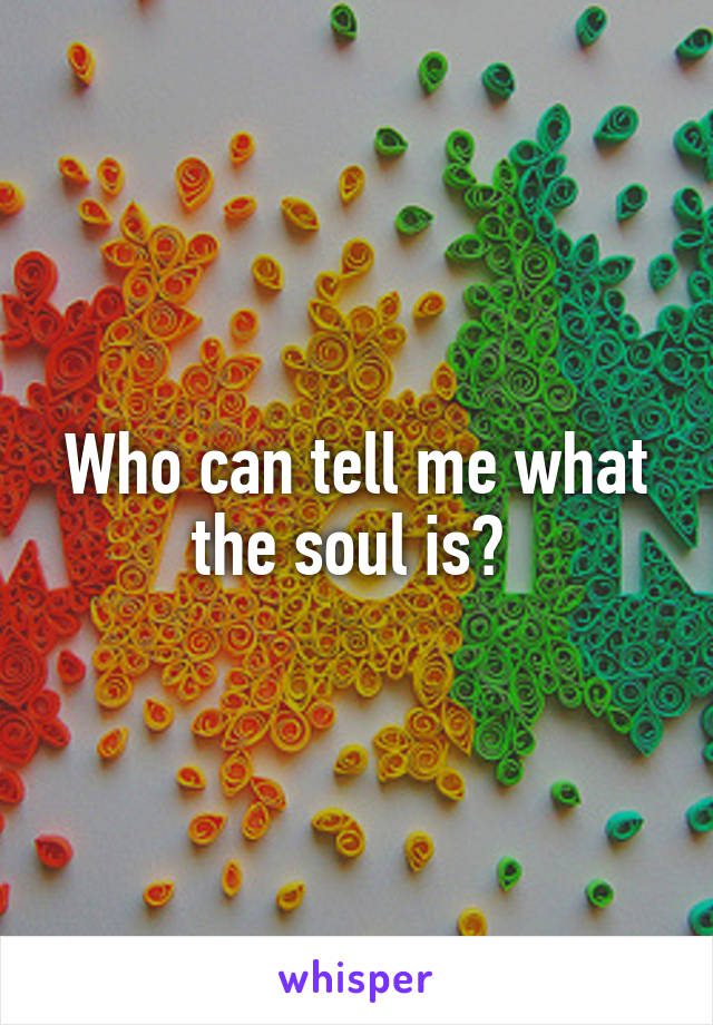 Who can tell me what the soul is? 