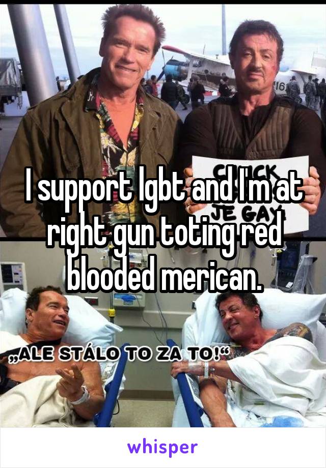 I support lgbt and I'm at right gun toting red blooded merican.