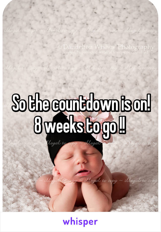So the countdown is on!
8 weeks to go !! 