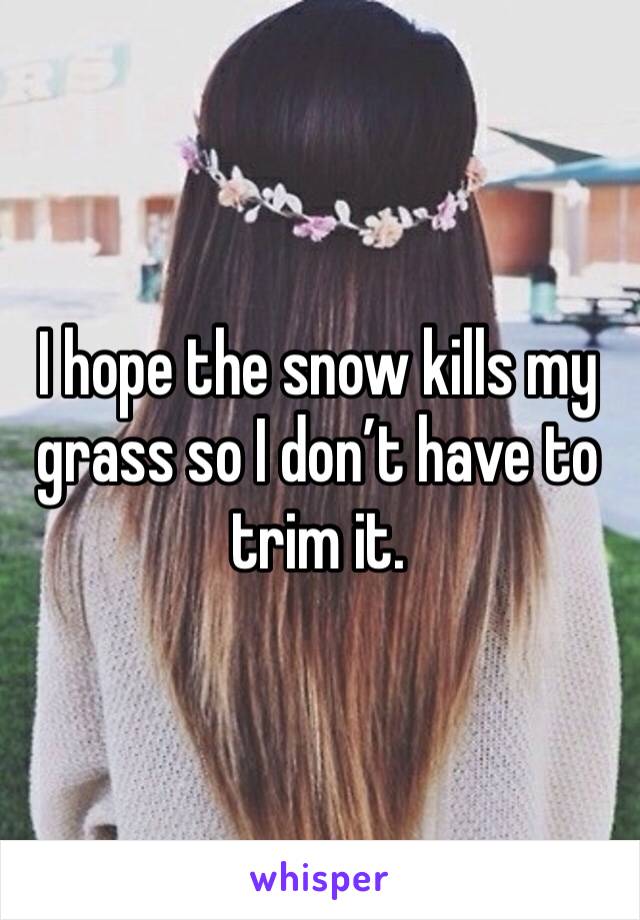 I hope the snow kills my grass so I don’t have to trim it.