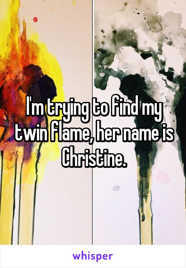 I'm trying to find my twin flame, her name is Christine.