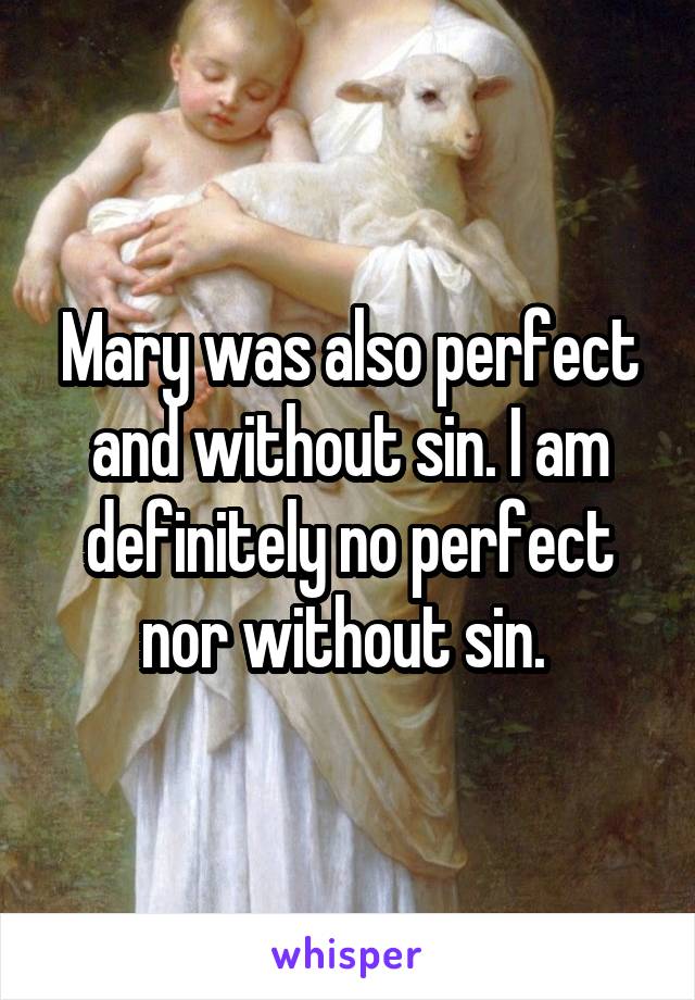 Mary was also perfect and without sin. I am definitely no perfect nor without sin. 