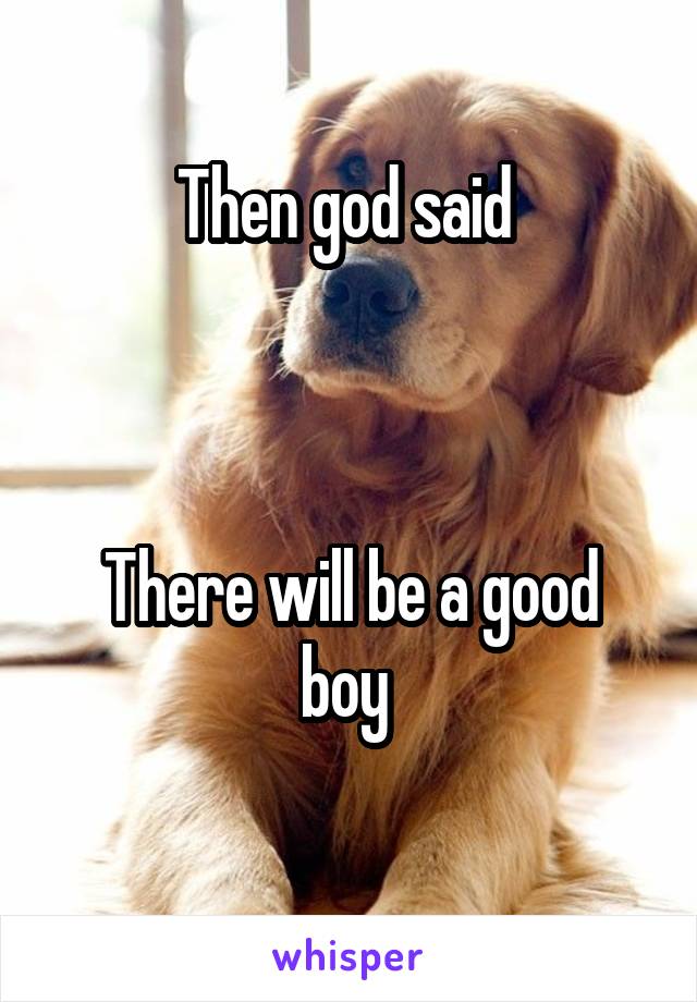 Then god said 



There will be a good boy 
