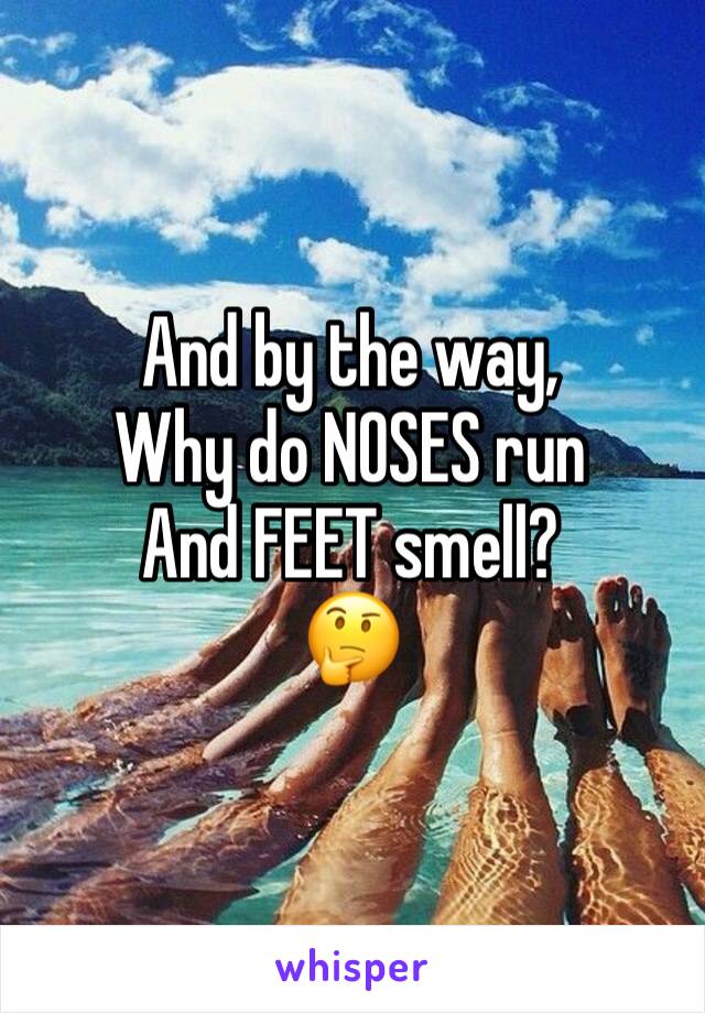 And by the way,
Why do NOSES run
And FEET smell?
🤔