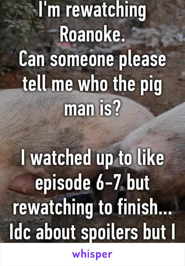 I'm rewatching Roanoke. 
Can someone please tell me who the pig man is?

I watched up to like episode 6-7 but rewatching to finish...
Idc about spoilers but I wanna know 😂