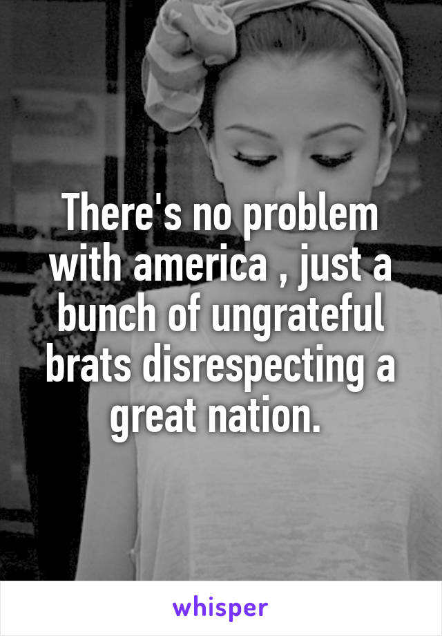 There's no problem with america , just a bunch of ungrateful brats disrespecting a great nation. 