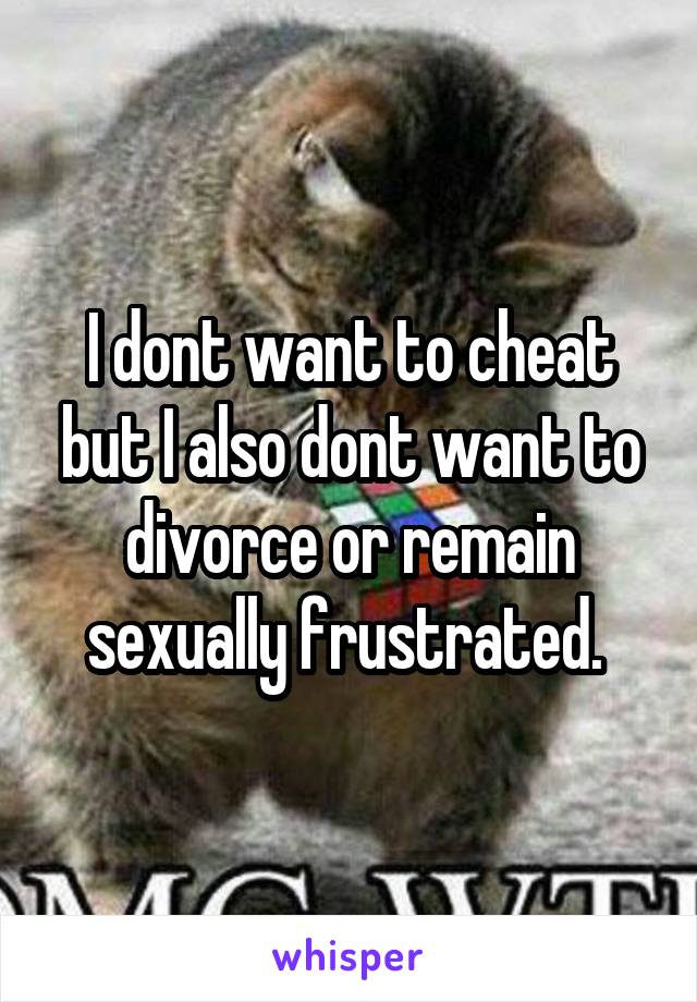 I dont want to cheat but I also dont want to divorce or remain sexually frustrated. 