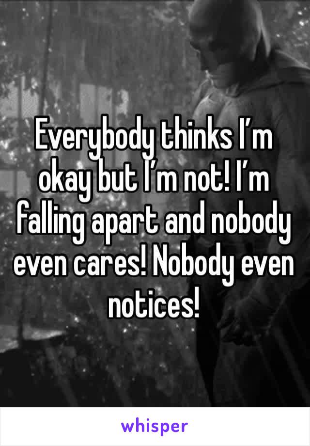 Everybody thinks I’m okay but I’m not! I’m falling apart and nobody even cares! Nobody even notices!