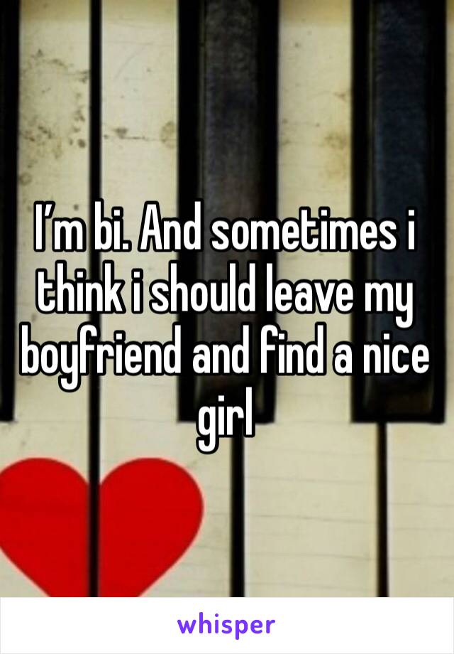 I’m bi. And sometimes i think i should leave my boyfriend and find a nice girl