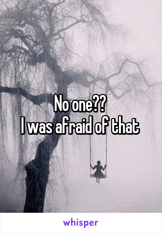 No one?? 
I was afraid of that 