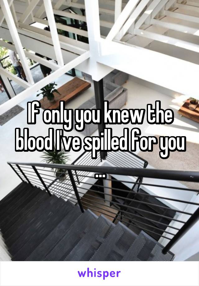If only you knew the blood I've spilled for you
...