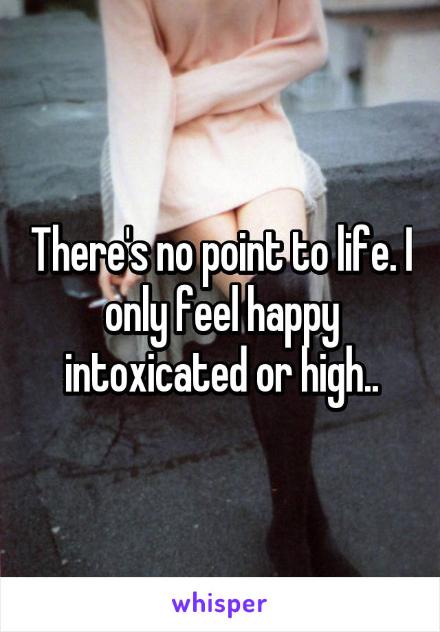 There's no point to life. I only feel happy intoxicated or high..