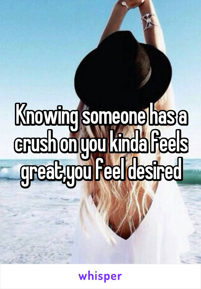 Knowing someone has a crush on you kinda feels great,you feel desired