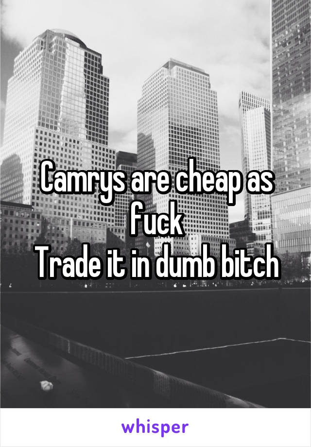Camrys are cheap as fuck
Trade it in dumb bitch