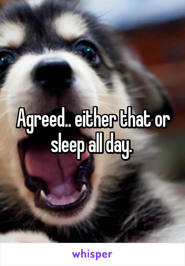 Agreed.. either that or sleep all day. 