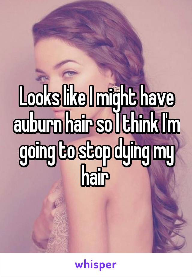 Looks like I might have auburn hair so I think I'm going to stop dying my hair 