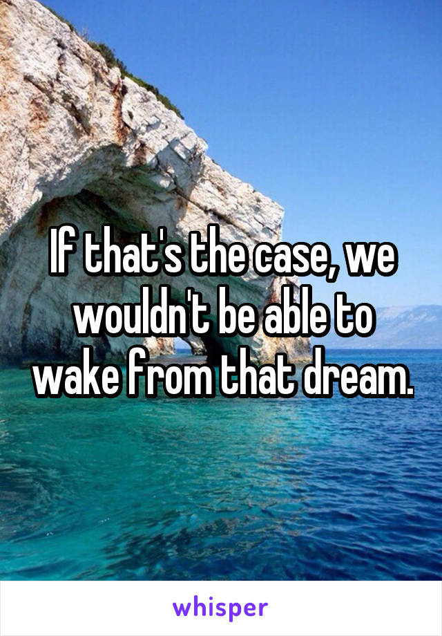 If that's the case, we wouldn't be able to wake from that dream.