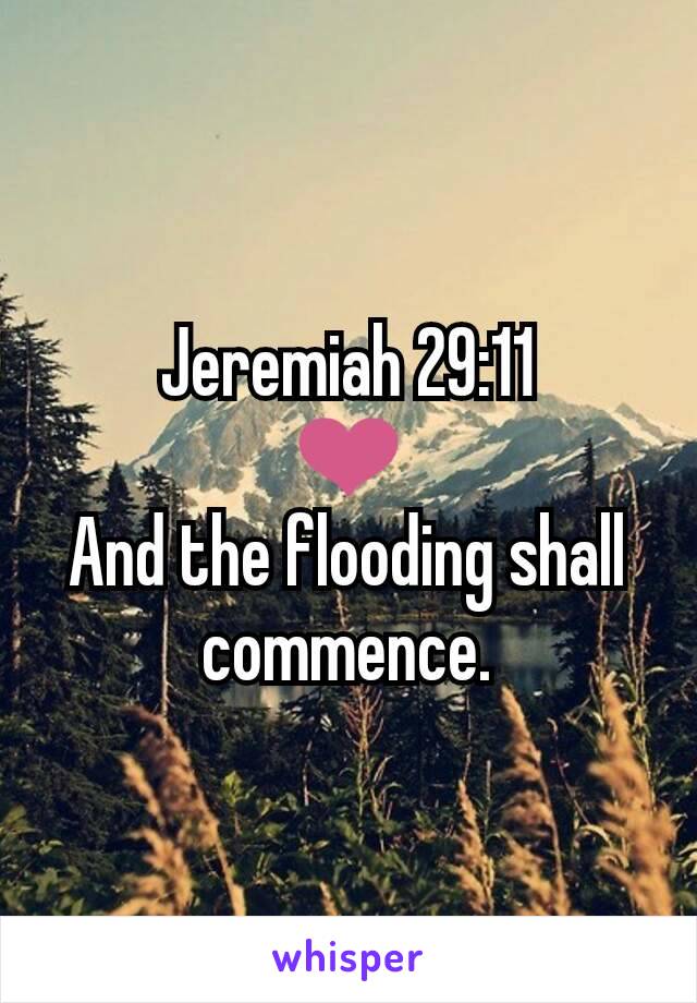 Jeremiah 29:11
❤
And the flooding shall commence.
