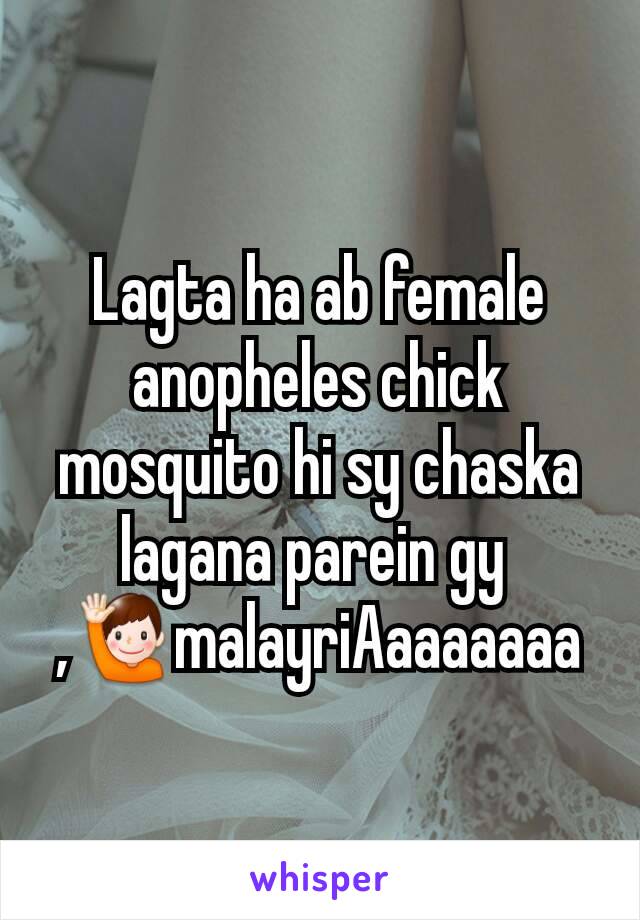 Lagta ha ab female anopheles chick mosquito hi sy chaska lagana parein gy 
,🙋malayriAaaaaaaa