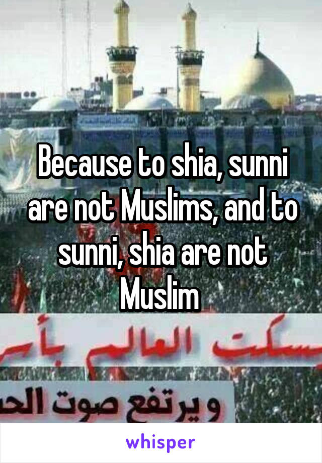 Because to shia, sunni are not Muslims, and to sunni, shia are not Muslim 