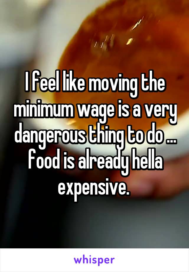 I feel like moving the minimum wage is a very dangerous thing to do ... food is already hella expensive. 