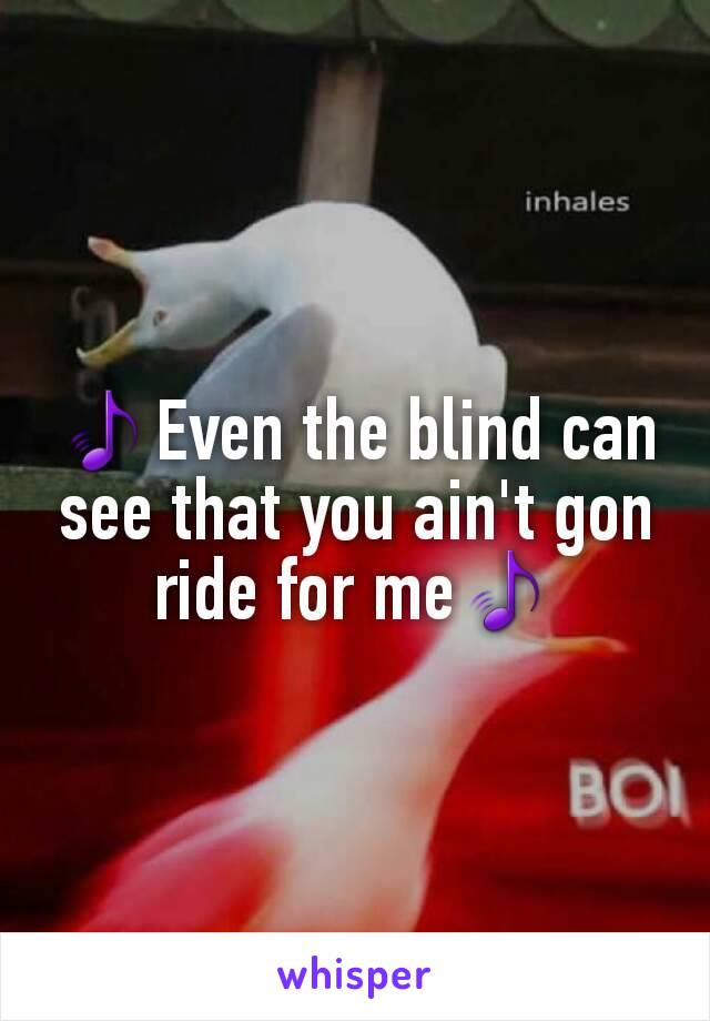 🎵Even the blind can see that you ain't gon ride for me🎵