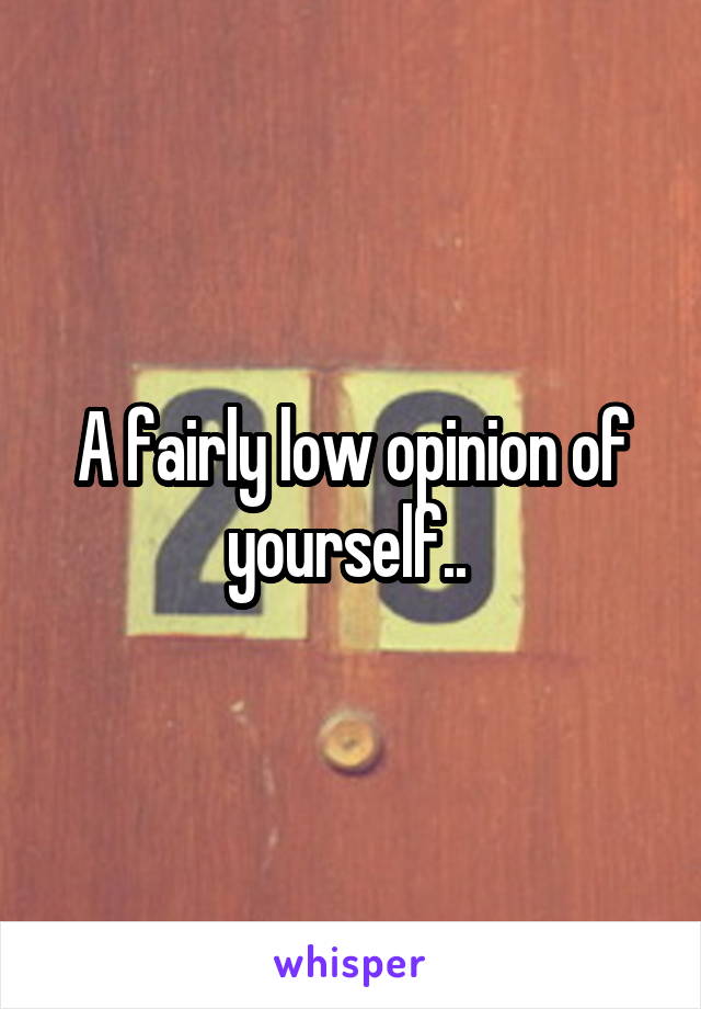A fairly low opinion of yourself.. 