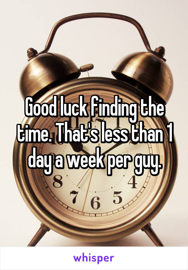 Good luck finding the time. That's less than 1 day a week per guy.