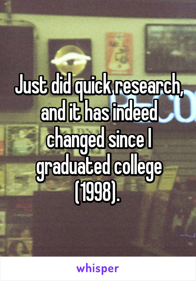 Just did quick research, and it has indeed changed since I graduated college (1998). 