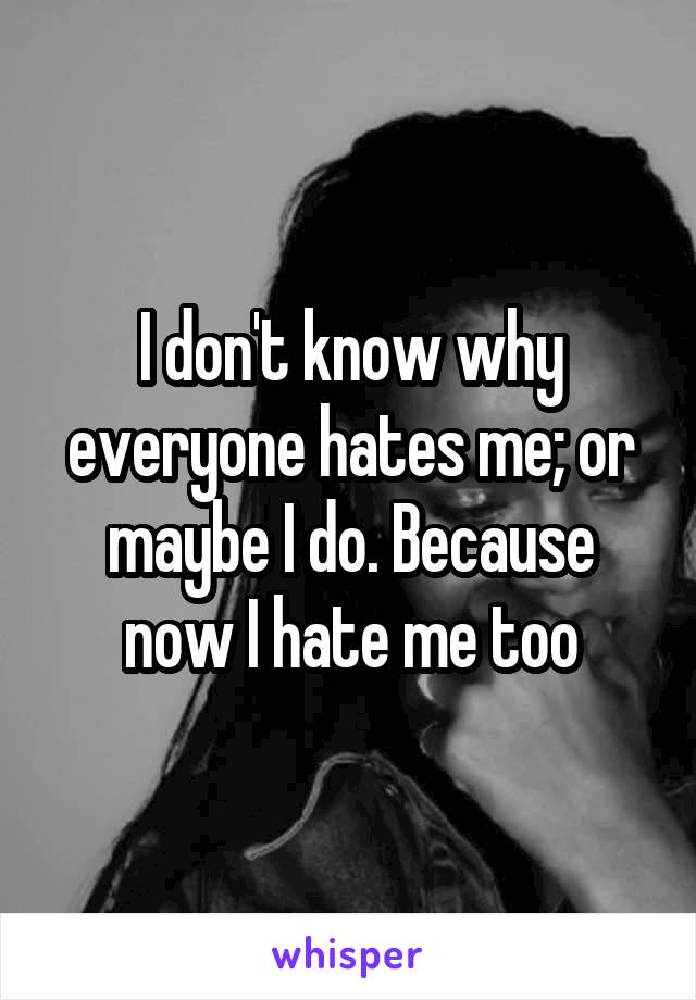 I don't know why everyone hates me; or maybe I do. Because now I hate me too