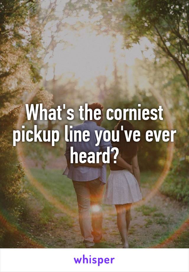 What's the corniest pickup line you've ever heard?