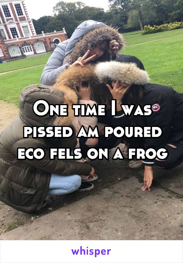 One time I was pissed am poured eco fels on a frog