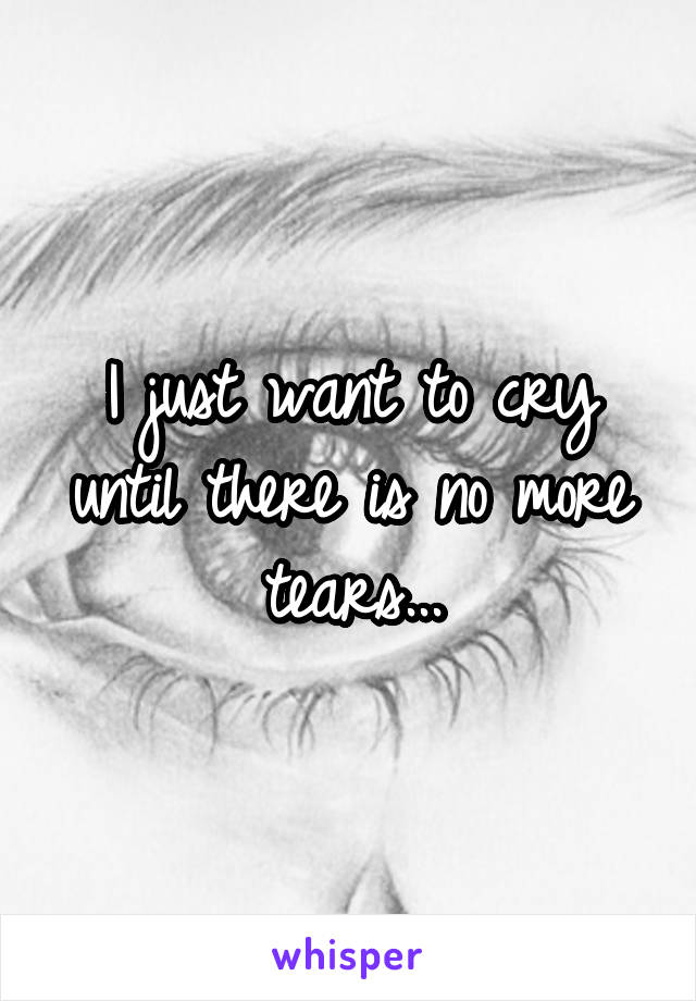 I just want to cry until there is no more tears...