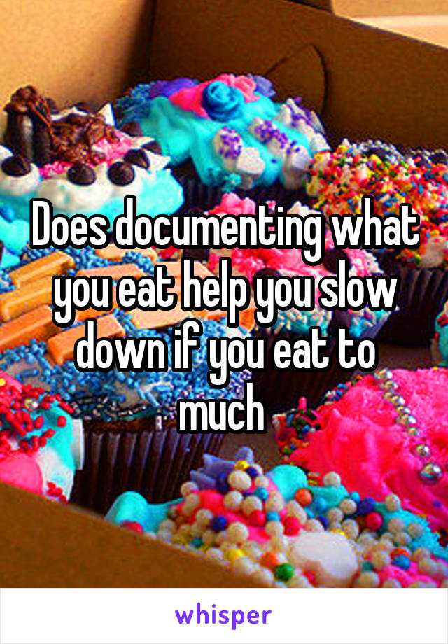 Does documenting what you eat help you slow down if you eat to much 