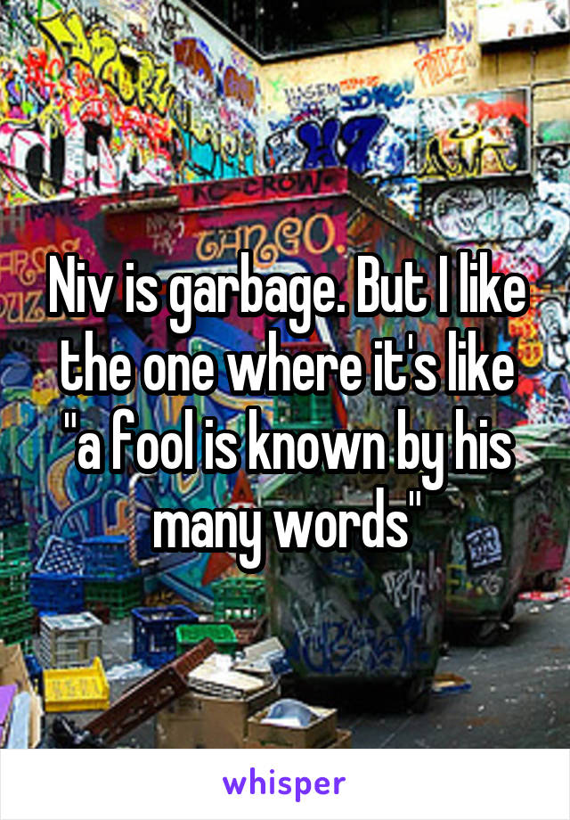 Niv is garbage. But I like the one where it's like "a fool is known by his many words"