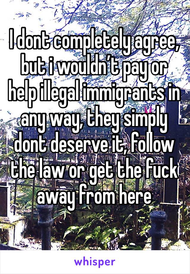 I dont completely agree, but i wouldn’t pay or help illegal immigrants in any way, they simply dont deserve it, follow the law or get the fuck away from here