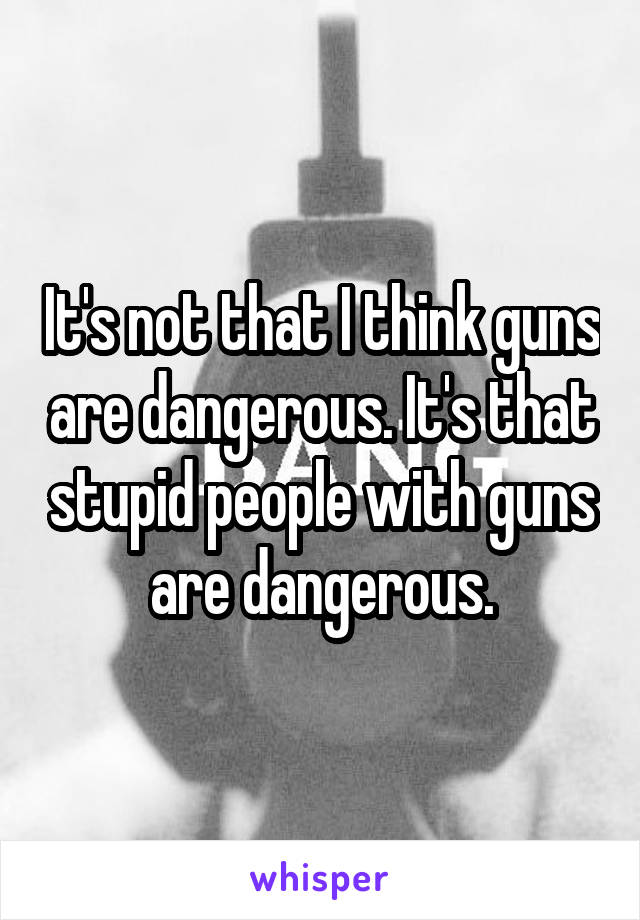 It's not that I think guns are dangerous. It's that stupid people with guns are dangerous.