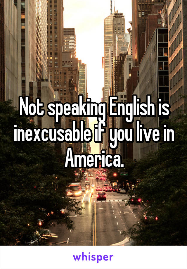 Not speaking English is inexcusable if you live in America.
