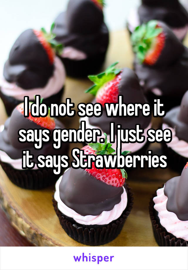 I do not see where it says gender.  I just see it says Strawberries
