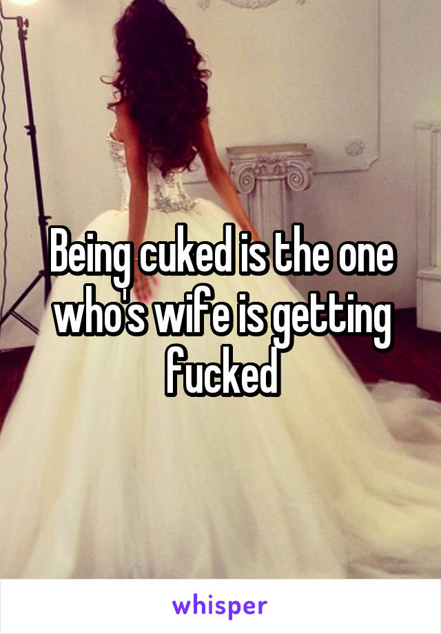 Being cuked is the one who's wife is getting fucked