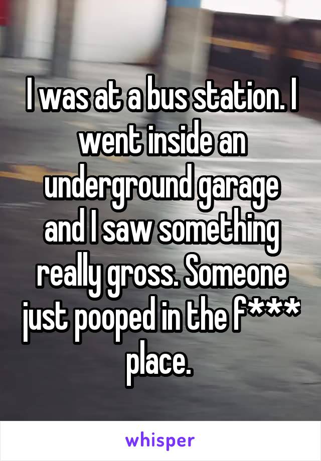 I was at a bus station. I went inside an underground garage and I saw something really gross. Someone just pooped in the f*** place. 