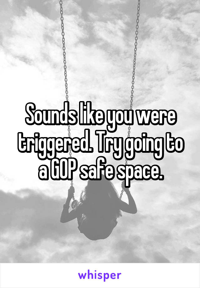 Sounds like you were triggered. Try going to a GOP safe space.