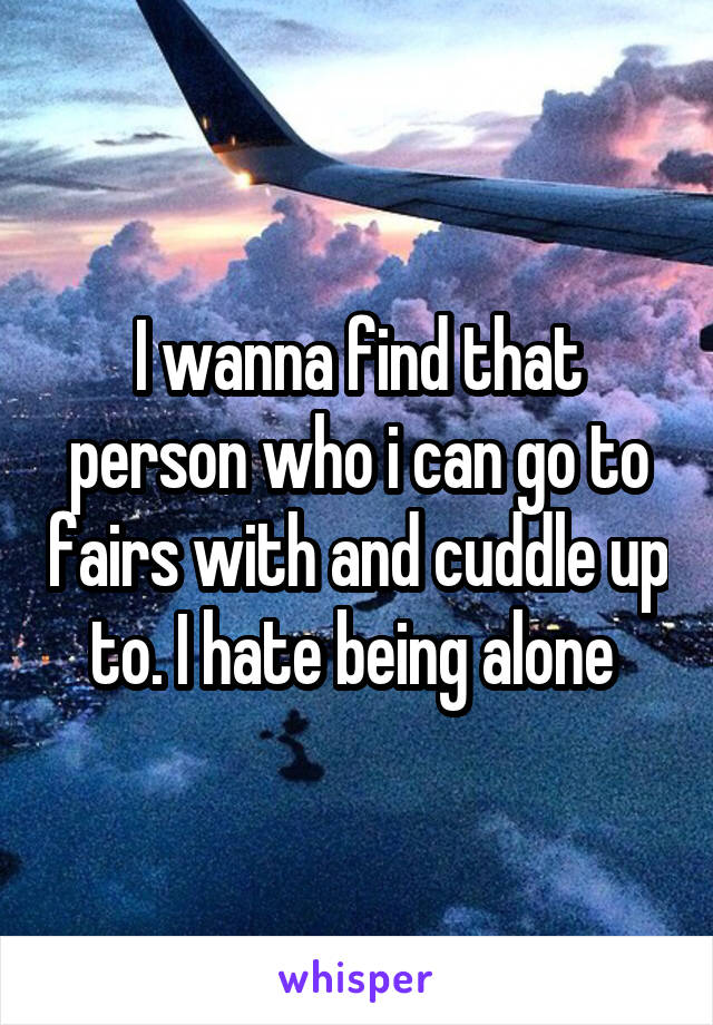 I wanna find that person who i can go to fairs with and cuddle up to. I hate being alone 