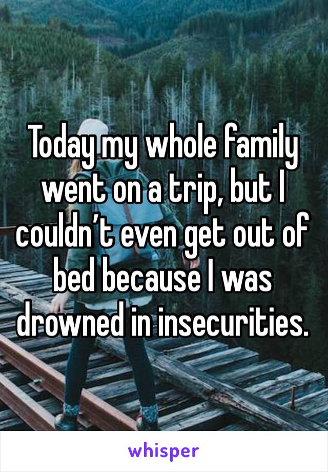 Today my whole family went on a trip, but I couldn’t even get out of bed because I was drowned in insecurities.