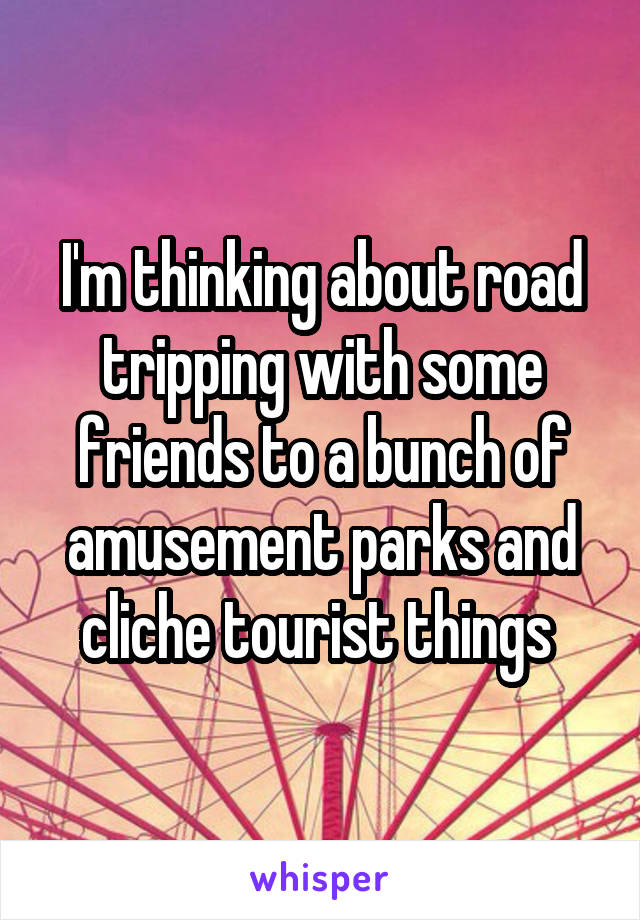 I'm thinking about road tripping with some friends to a bunch of amusement parks and cliche tourist things 