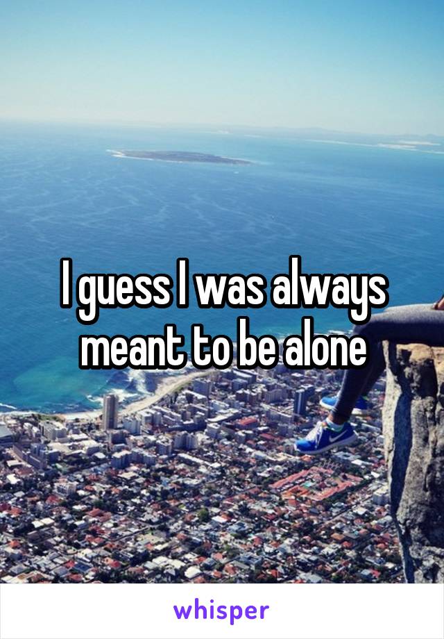 I guess I was always meant to be alone