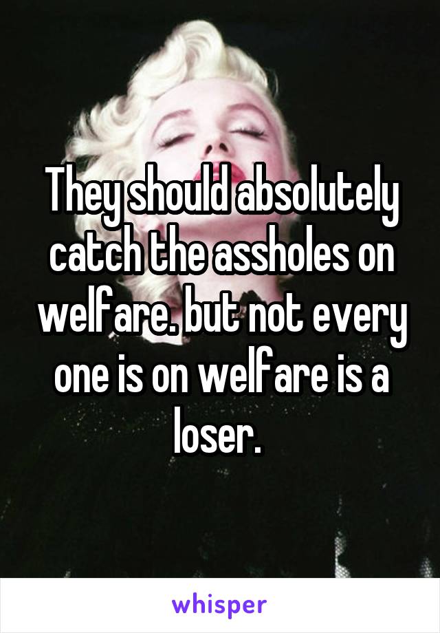 They should absolutely catch the assholes on welfare. but not every one is on welfare is a loser. 