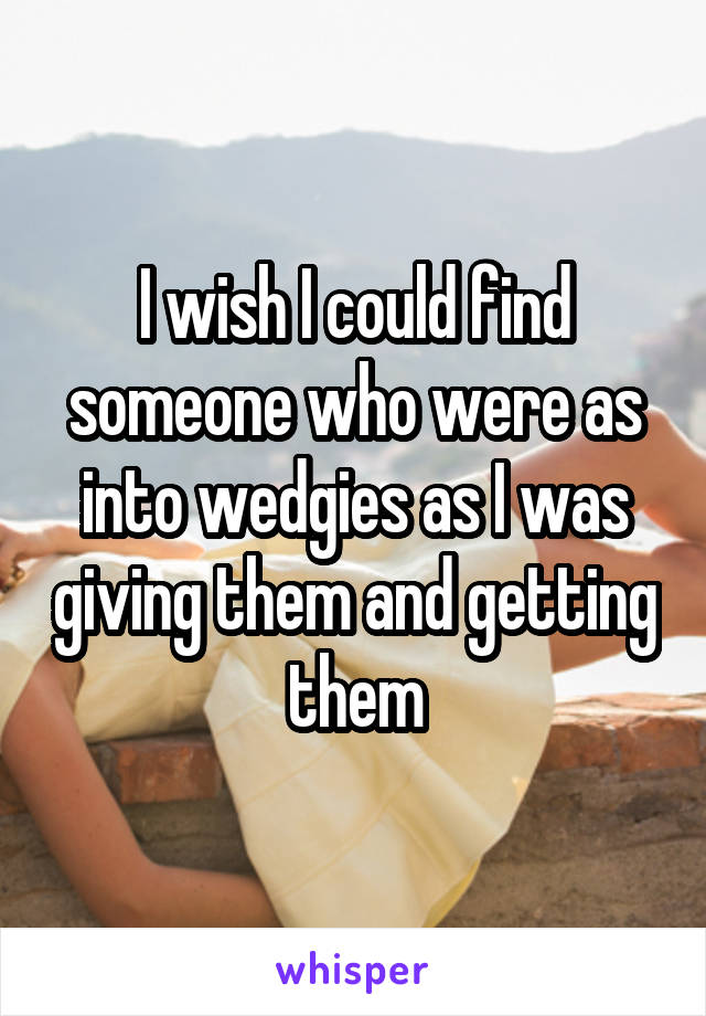 I wish I could find someone who were as into wedgies as I was giving them and getting them