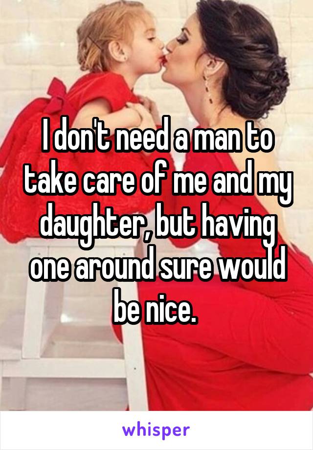 I don't need a man to take care of me and my daughter, but having one around sure would be nice. 