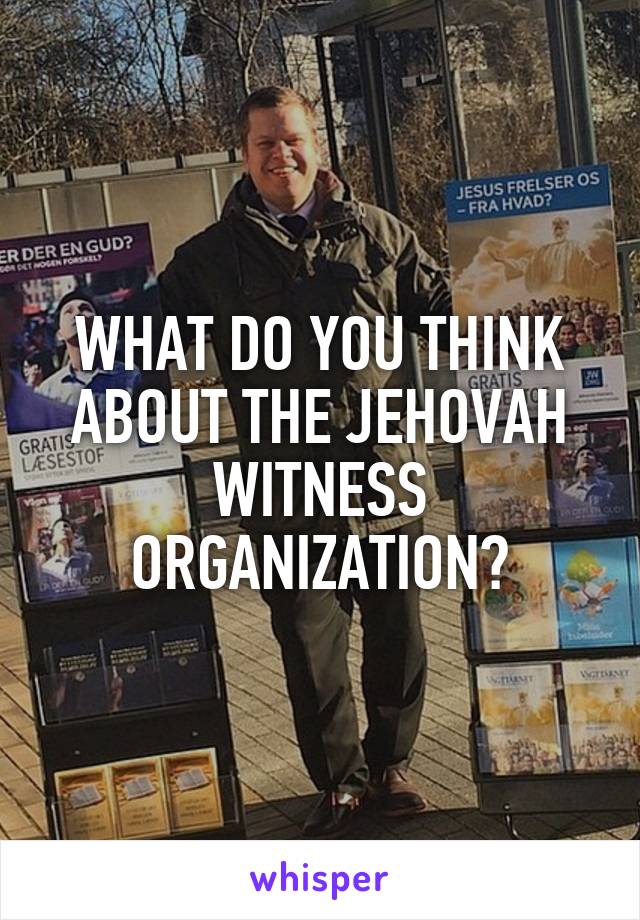 WHAT DO YOU THINK ABOUT THE JEHOVAH WITNESS ORGANIZATION?